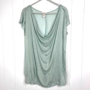 Sundance 100% Rayon Cowl Neck‎ Short Sleeve Raw Hem Blouse SZ L